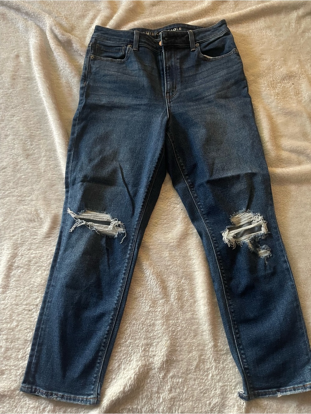 American Eagle Outfitters Dark Blue Ripped Boyfriend Jeans